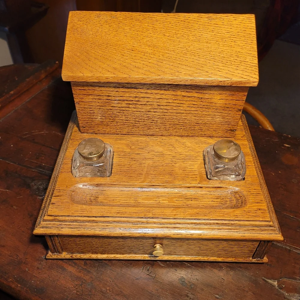 Antique Wooden Desk Set - Picture 2 of 14